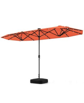 13FT Double-sided Patio Umbrella with Solar Lights for Garden Pool Backyard