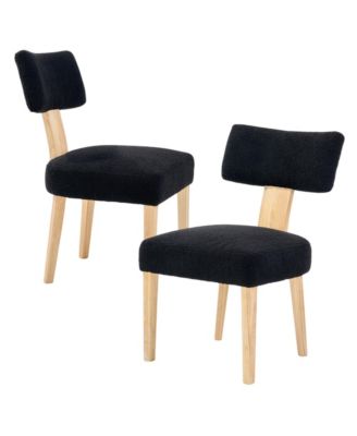 Wooden Dining Chairs Set of 2,Modern Fabric Upholstered Kitchen Side Chairs with Comfortable Seat