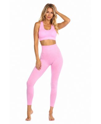 Women's Open-Back Seamless High-Waisted Sports Bra and Leggings, 2-Piece Set