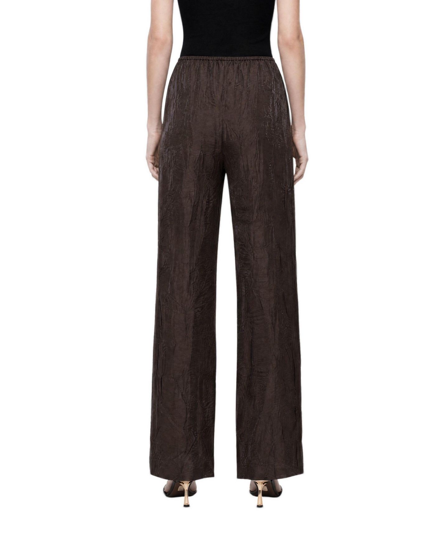 Женские брюки NOCTURNE Crinkle Effect Wide Leg, цвет: Коричневый — фото 3