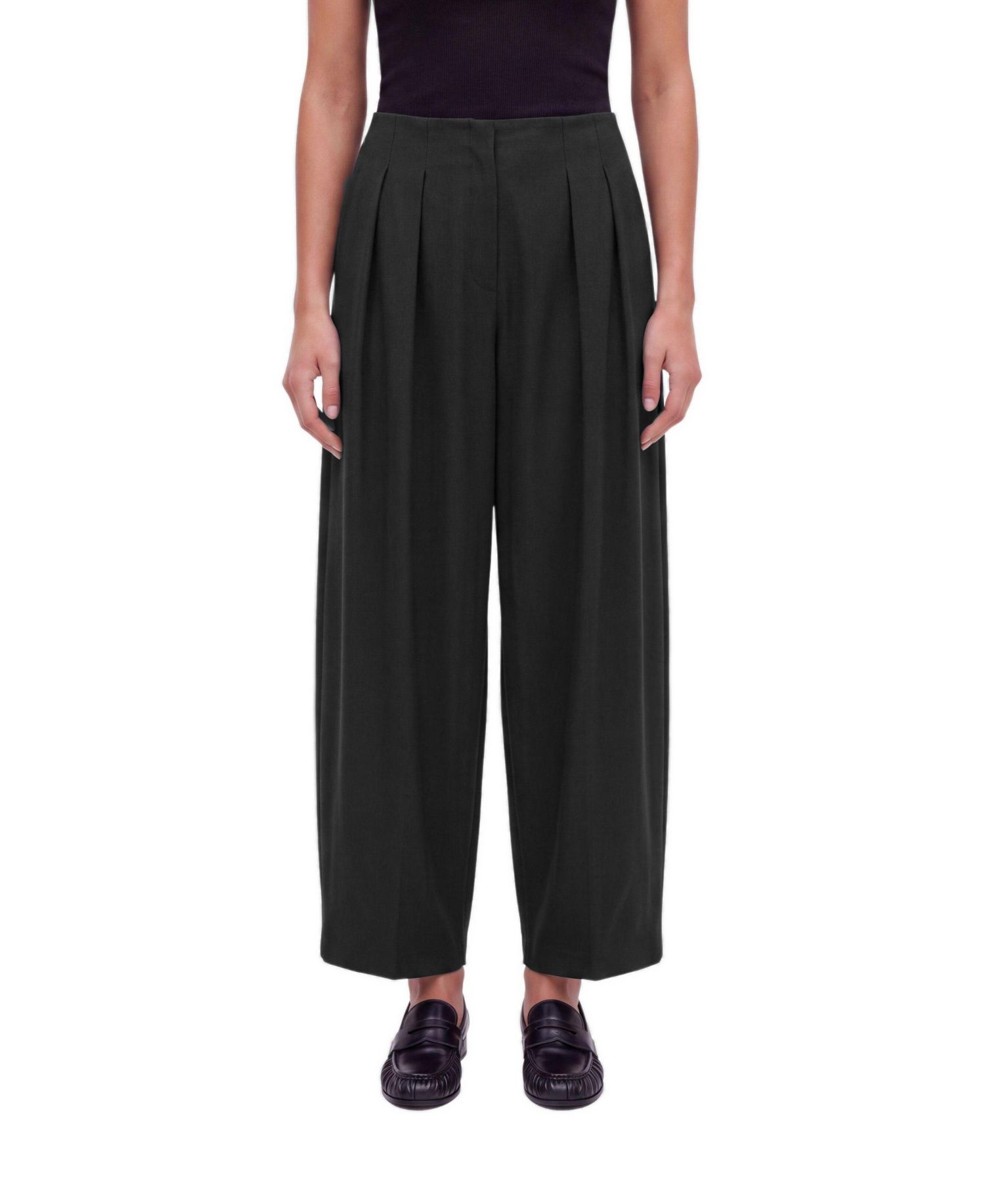 Women's Double Pleat Belted Trousers
