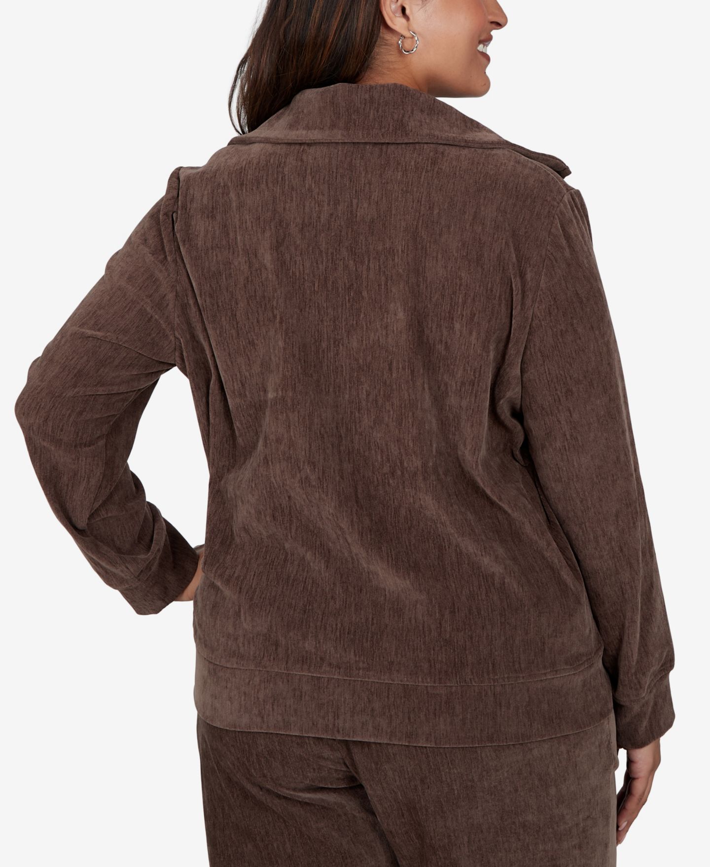 Женская куртка Ruby Rd. Plus Size Velveteen Corduroy Long-Sleeve Collared, цвет: Какао — фото 5