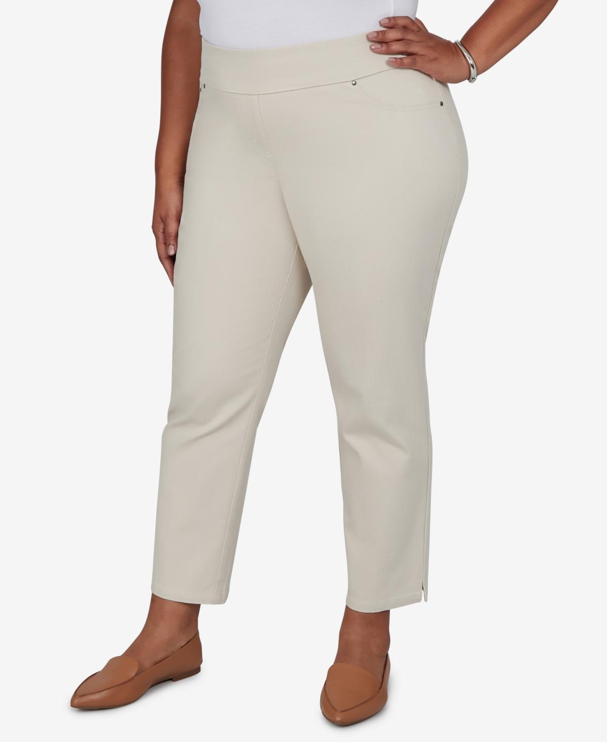 Ruby Rd. Plus Size Pull-on Cotton-blend Cropped-ankle Pants In Neutral