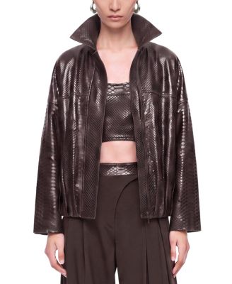 Women's Snake Effect Leather Jacket
