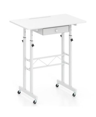 Height-Adjustable Laptop Desk Featuring Lockable Rolling Wheels