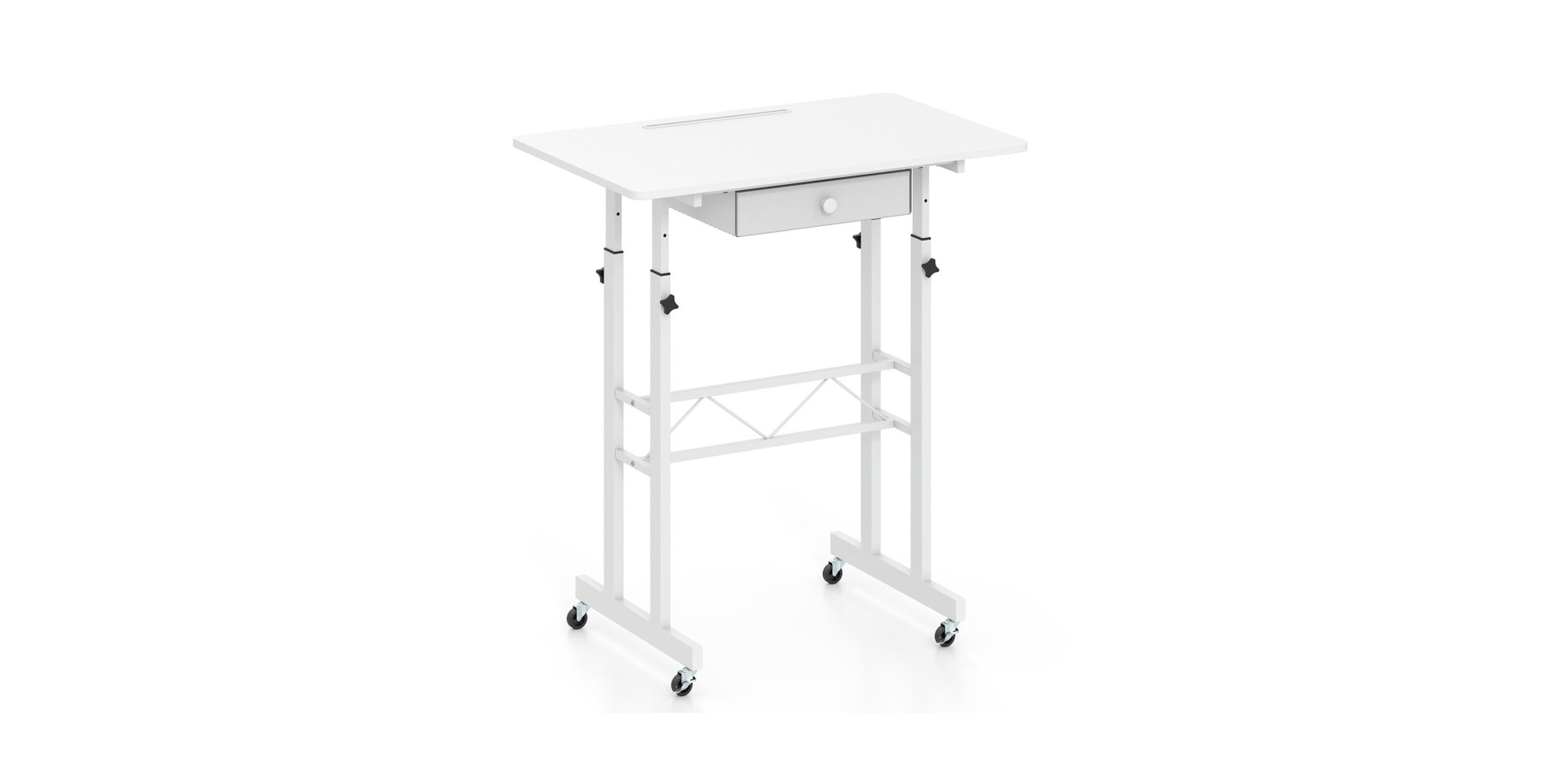 Gouun Height-Adjustable Laptop Desk Featuring Lockable Rolling Wheels