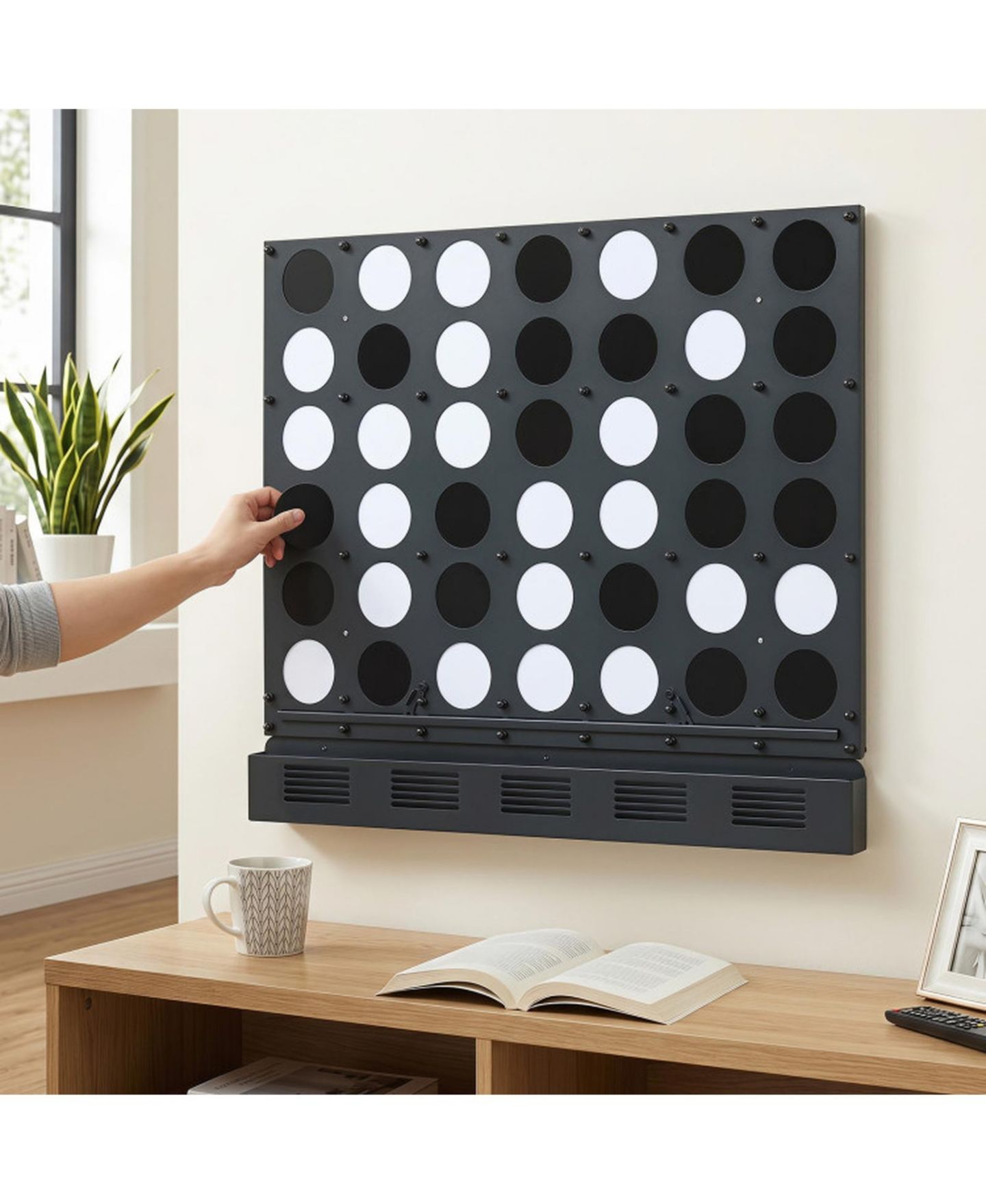 Настенная настольная игра Hongge Connect 4 для двух игроков, от 3 лет, цвет: Чёрный / Прозрачный — фото 8