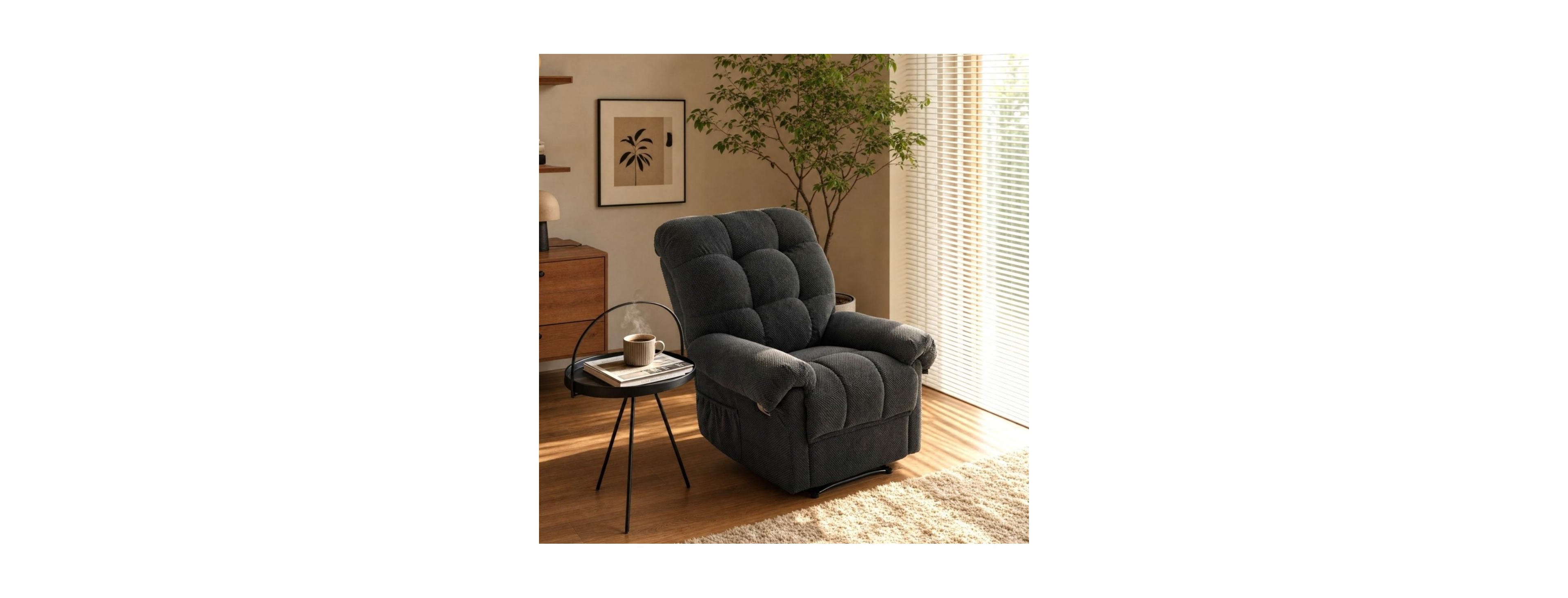 ECHTPeak Lounge Chair, Overstuffed Soft Fabric with Padded Footrest and Ergonomic Support, for Living Room Home Theater Reading Adults