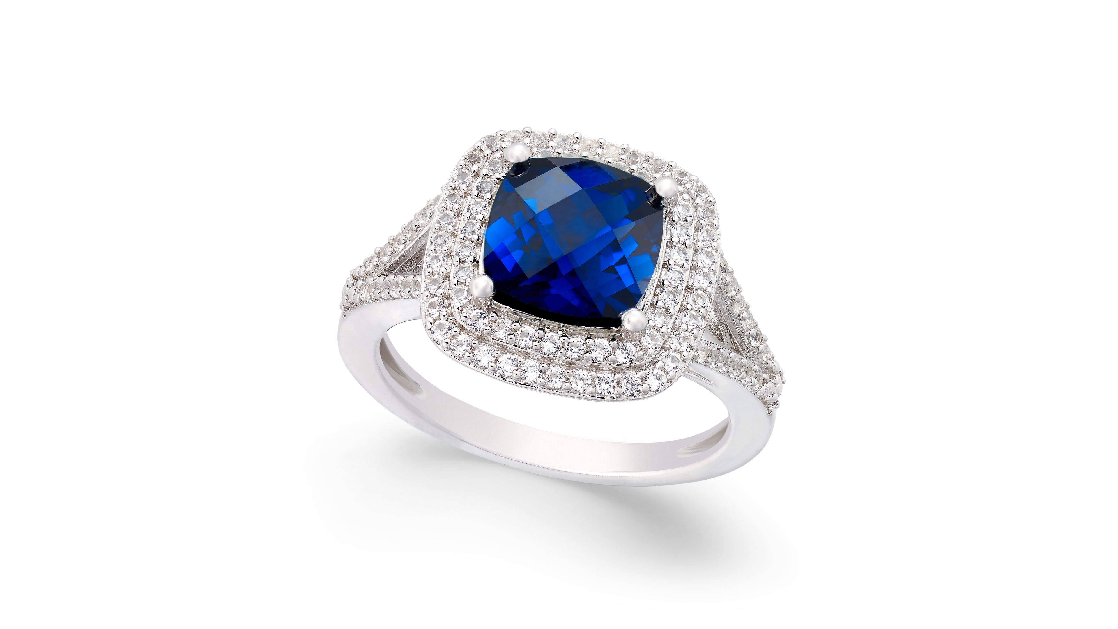 Lab-Grown Sapphire (2-1/2 ct. t.w.) and White Sapphire (1/2 ct. t.w.) Ring in Sterling Silver