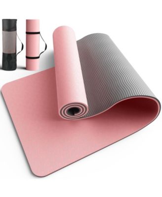 TPE Non Slip Yoga Mat Dual Texture Flat Lay Portable Carry Strap Bag For Workout Pilates