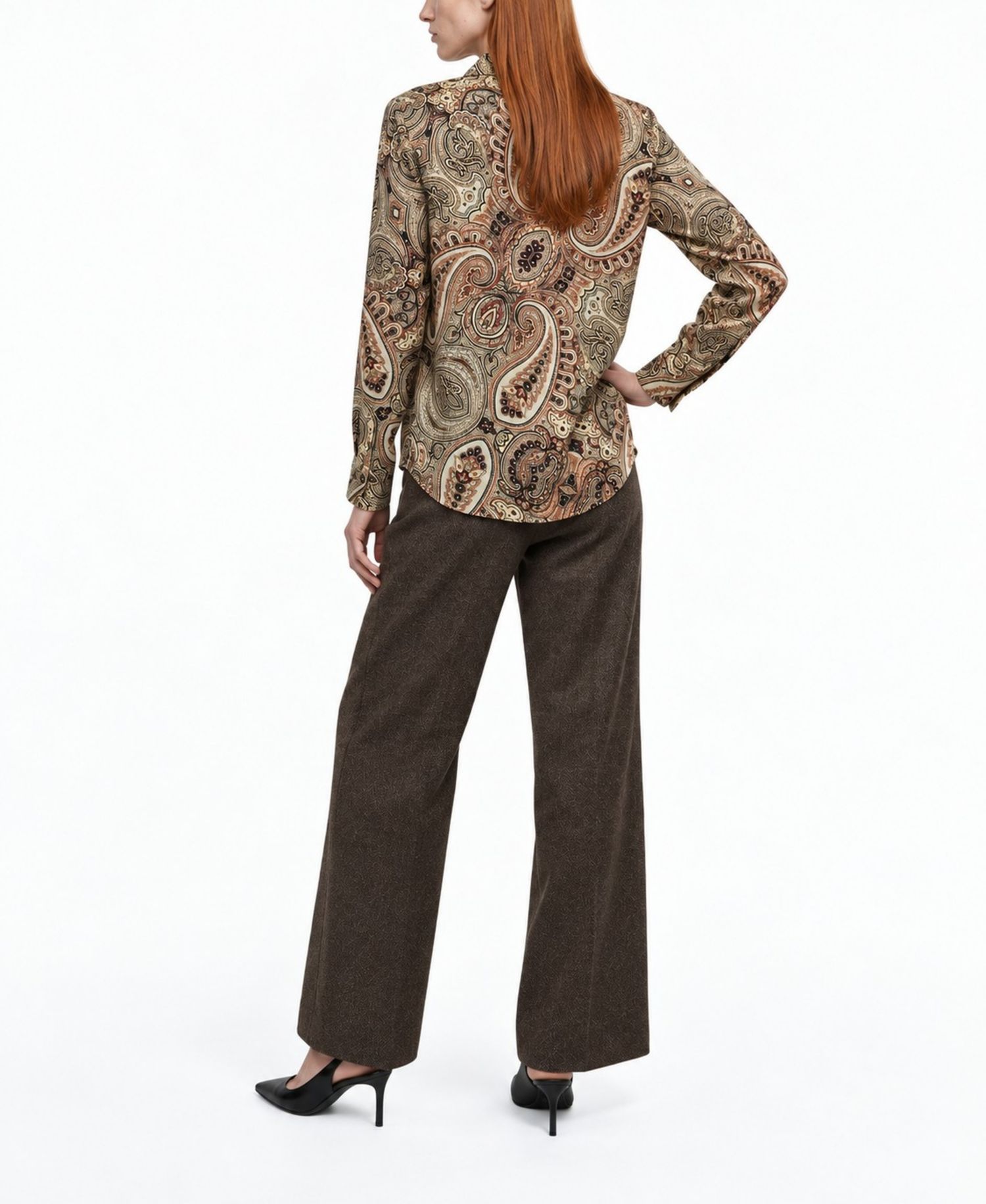 Women's Pria Silk-Blend Long-Sleeve Collared Blouse