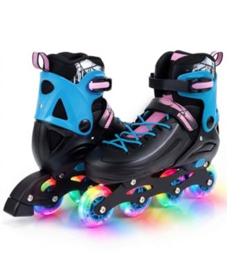 Kids Adjustable Inline Skates with Aluminum Frame and Light-Up Wheels Ages 7-9