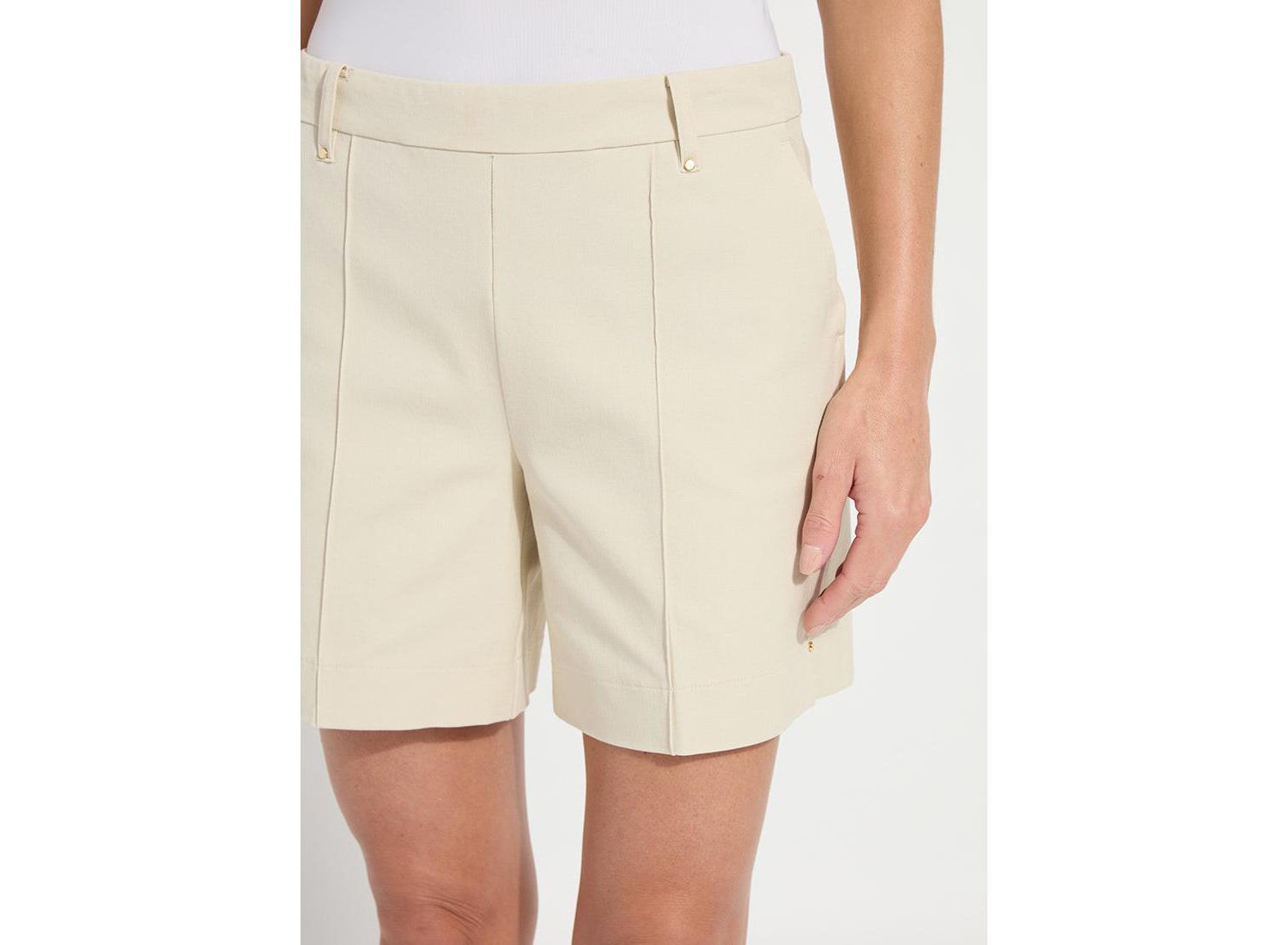 Women's Amanda Pull-On Mid-Rise Stretch-Twill Shorts, 6" Inseam