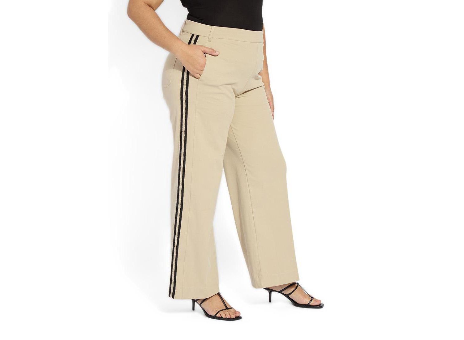 Plus Size Brinne Wide-Leg Side-Stripe Trousers