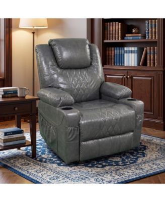 PU Leather Power Lift Recliner Chair for Elderly with Massage, Cup Holders, Side Pockets, 350 Lbs Capacity