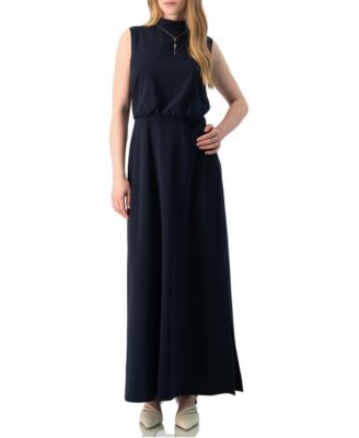 Women's High-Neck Sleeveless Side-Slit Long Dress