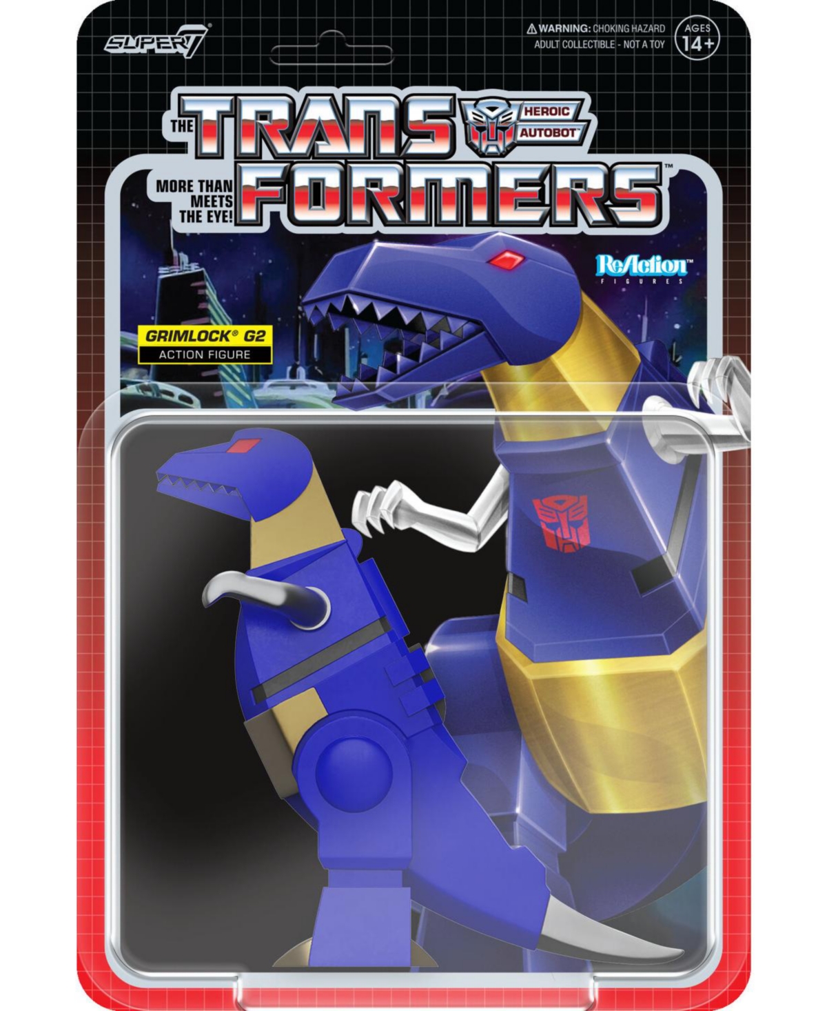 Super7 Transformers Grimlock Dino G2 2.5" Retro Poseable Action Figure, Ages 14+