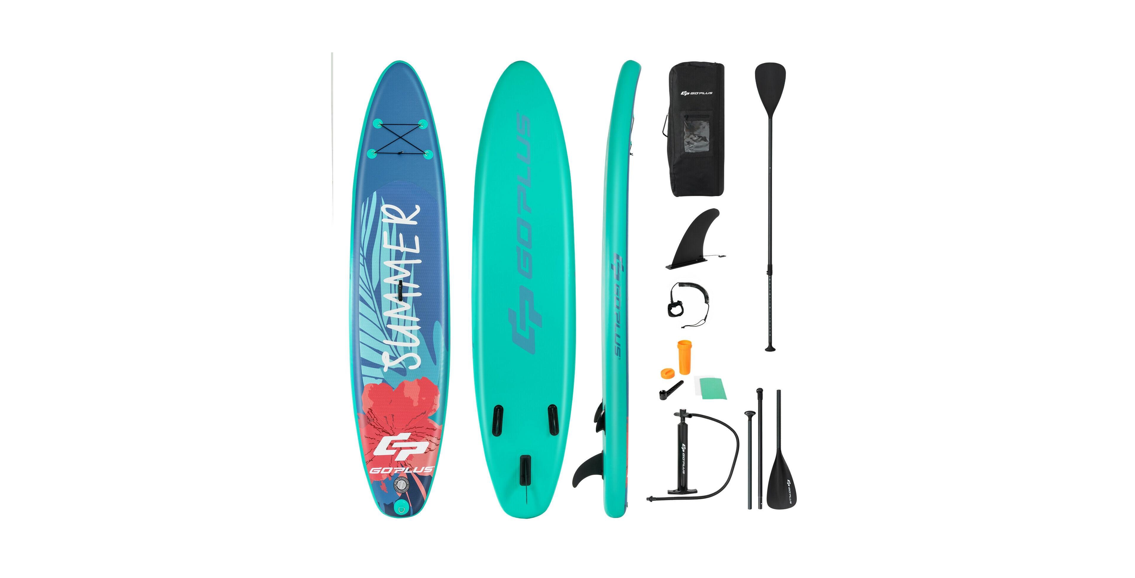 Zeny 10ft Inflatable Stand Up Paddleboard, Eva Deck, Aluminum Paddle, Backpack and Leash