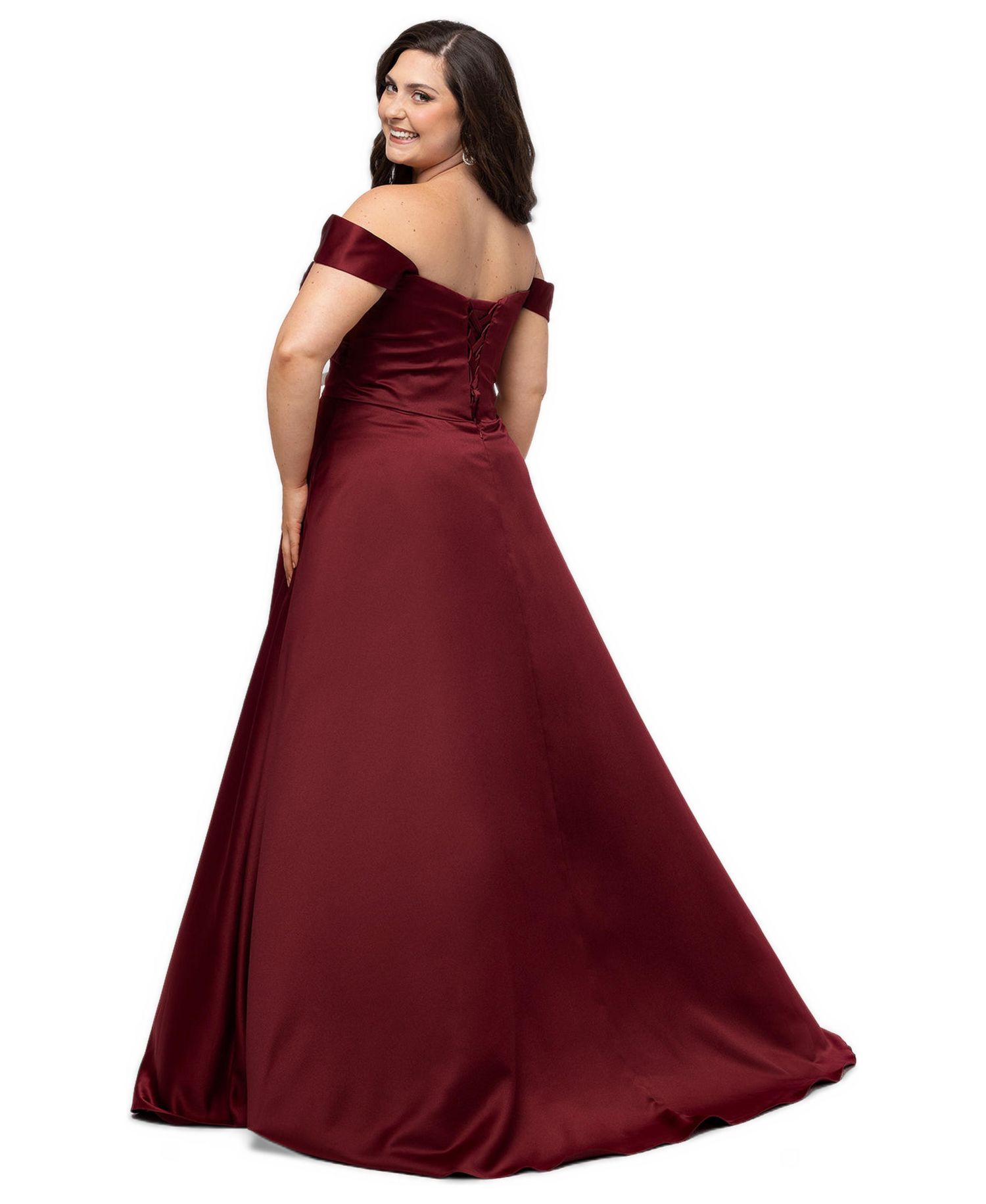 Plus Size A-Line Satin Sweetheart Neck Gown