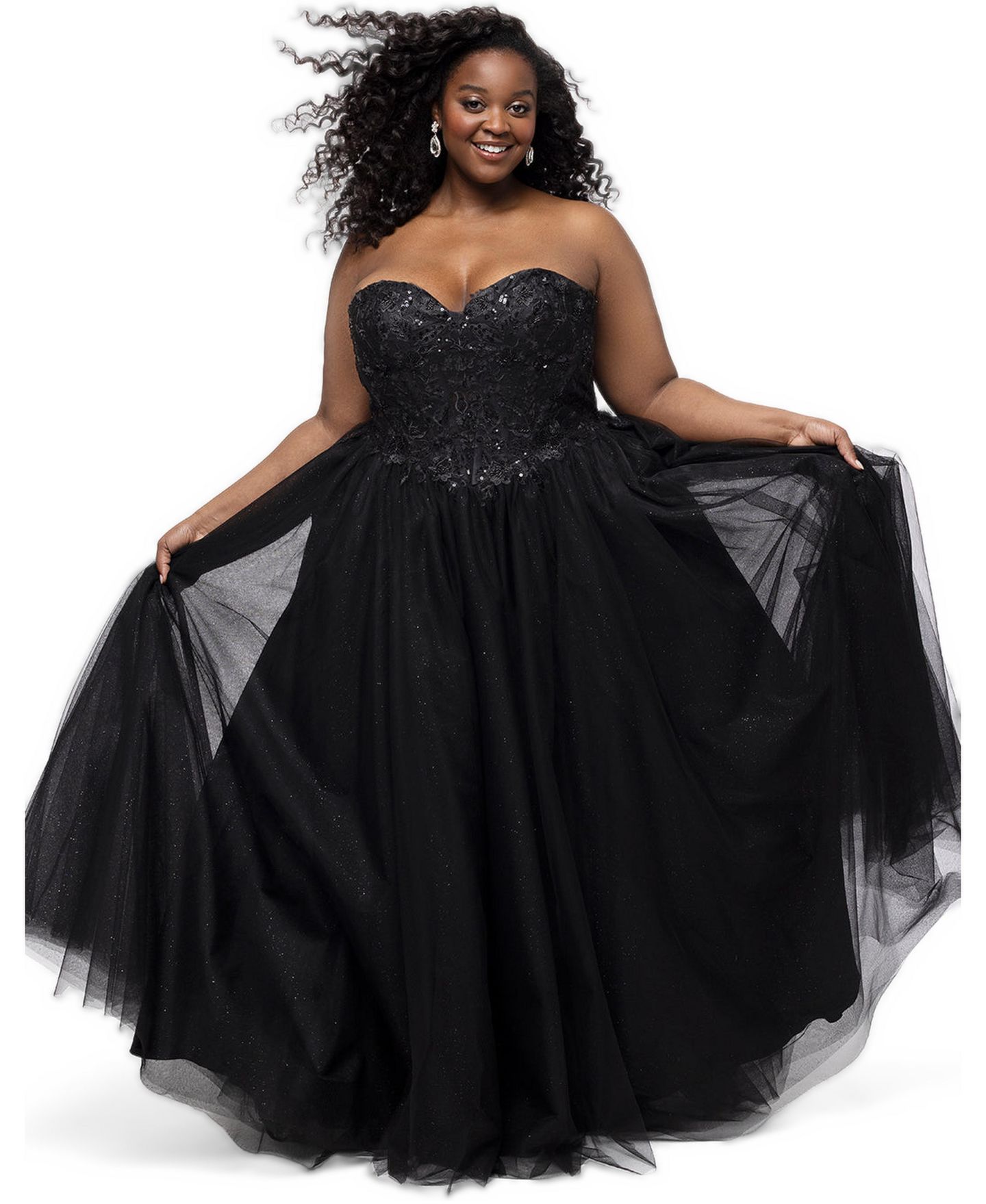 Женское платье Sydney's Closet Plus Size The Night is Young Sparkle Sweetheart Ball Gown, цвет: Чёрный — фото 2