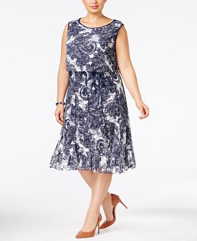 SL Fashions Plus Size Pintucked Popover Dress