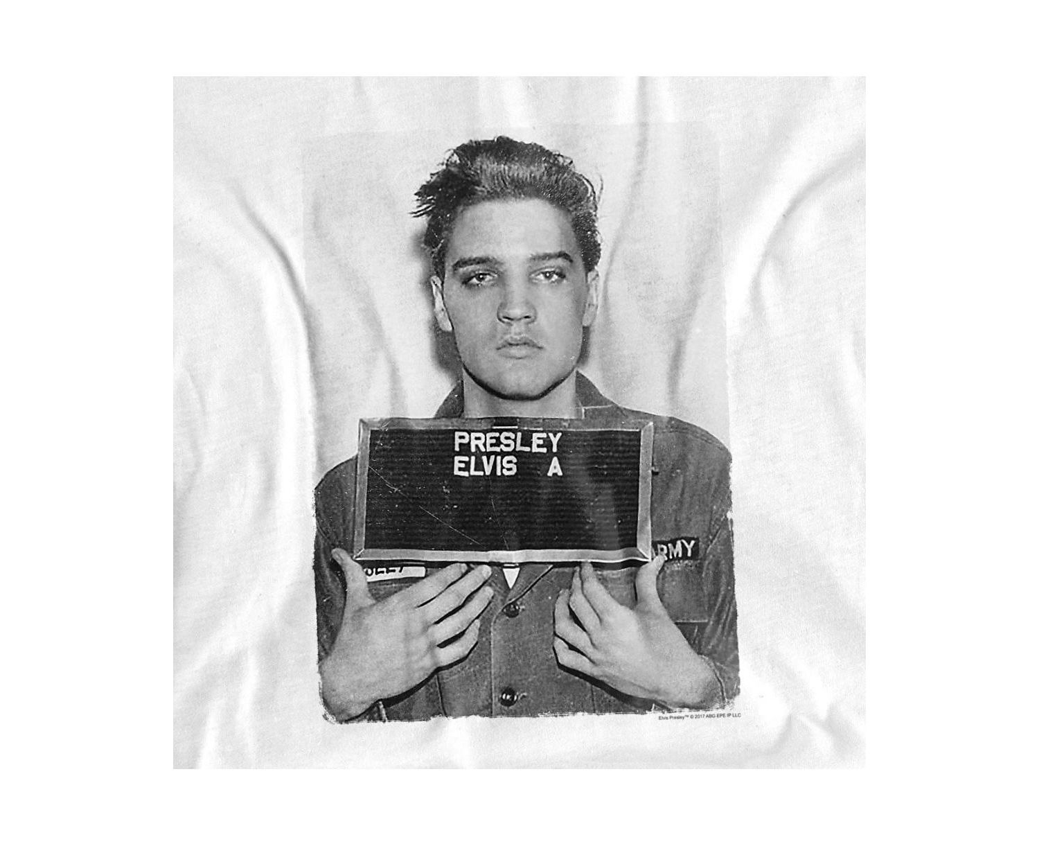 Men's Presley Army Mug Shot Pop Culture Graphic T-Shirt
