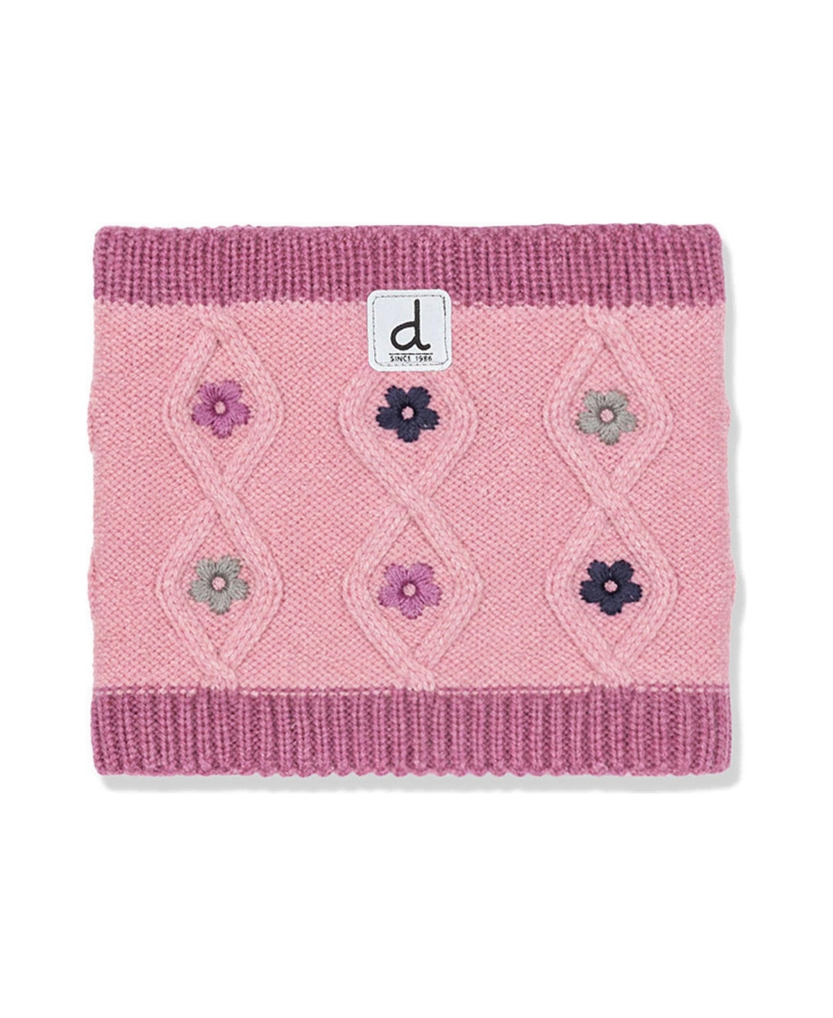 Deux par Deux Girls' Cable-Knit Floral Neckwarmer