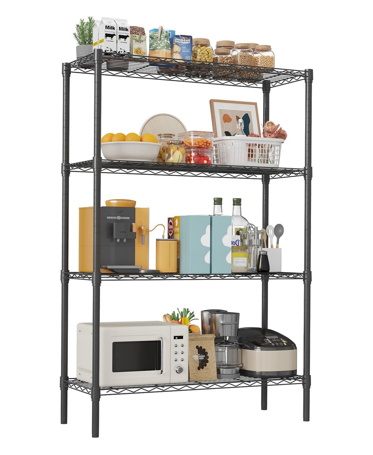 Gaomon 4-Tier Heavy-Duty Adjustable Wire Shelving Unit, Metal Storage Rack for Garage, Pantry, Basement