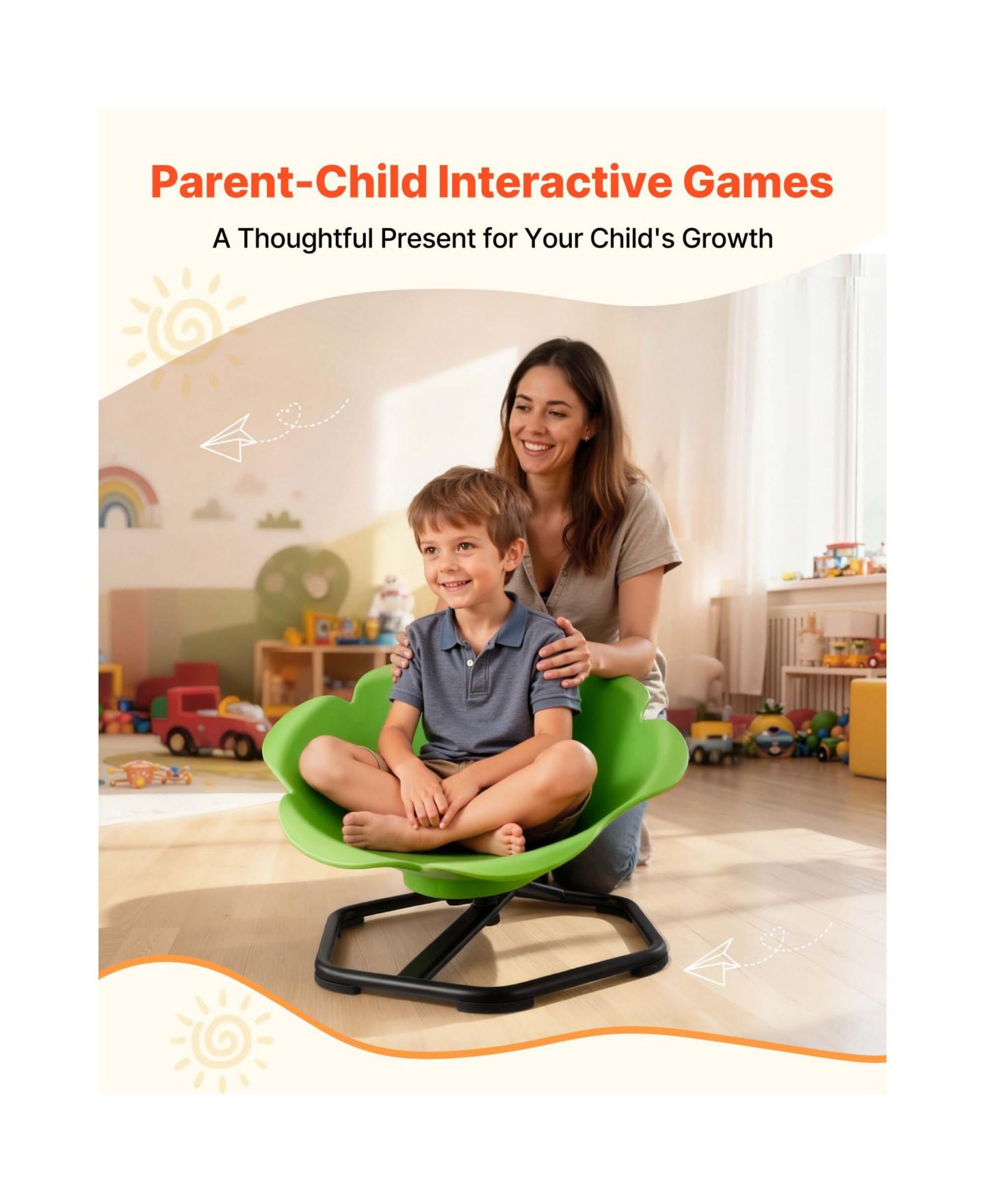 Детская игрушка HONGGE Sensory Spinning Seat with 360 Degree Rotation, 220 lbs, Ages 3-12, цвет: Зелёный — фото 11