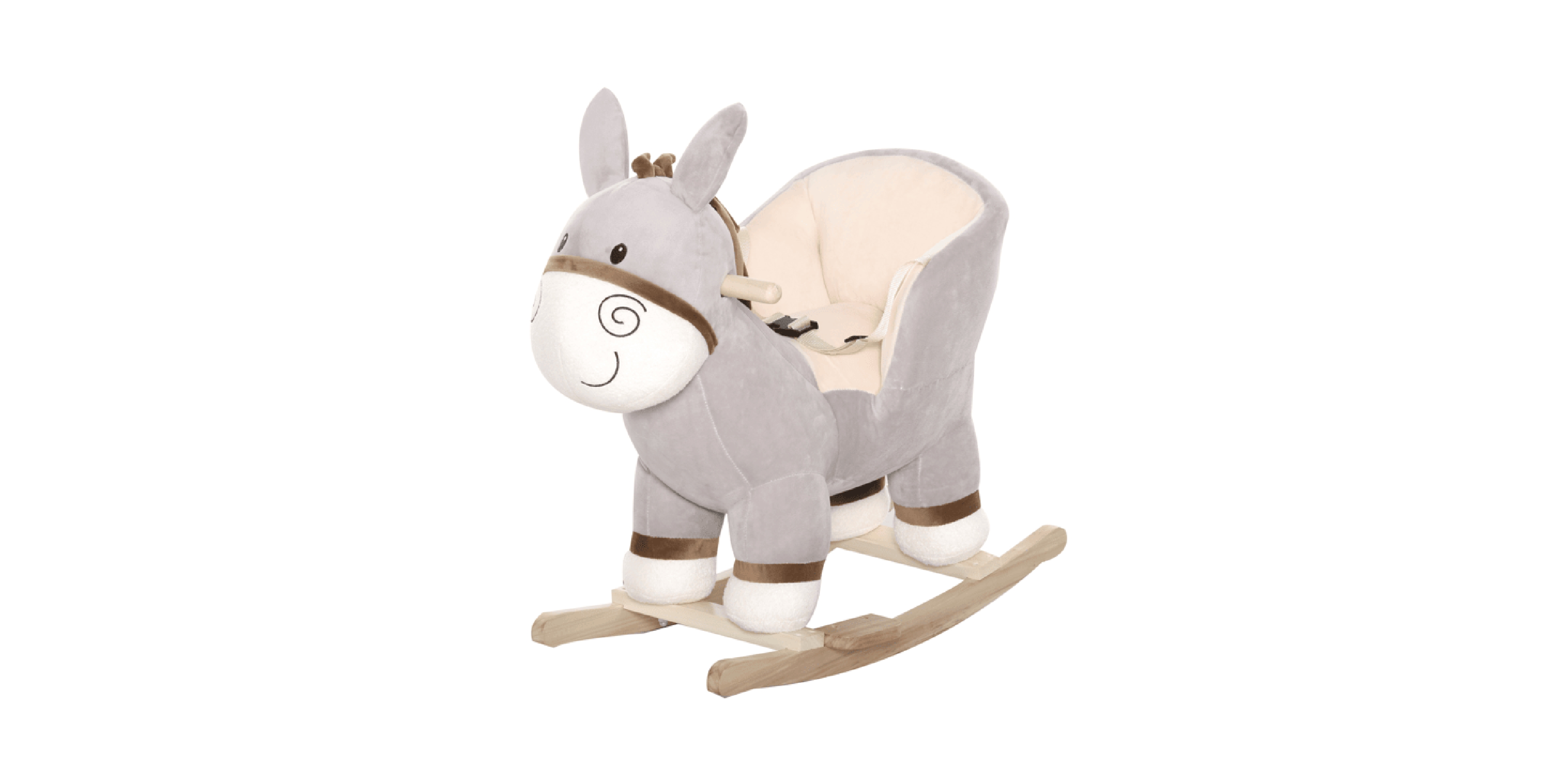 Sevorley Steel and Wood Rocking Ride-On Toy with Safety Handle, Ages 18-36 Months