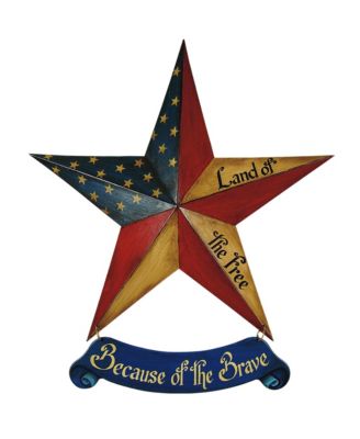 25" X 24" Wood And Metal Star Patriotic Hanging Dimensional Sculpture