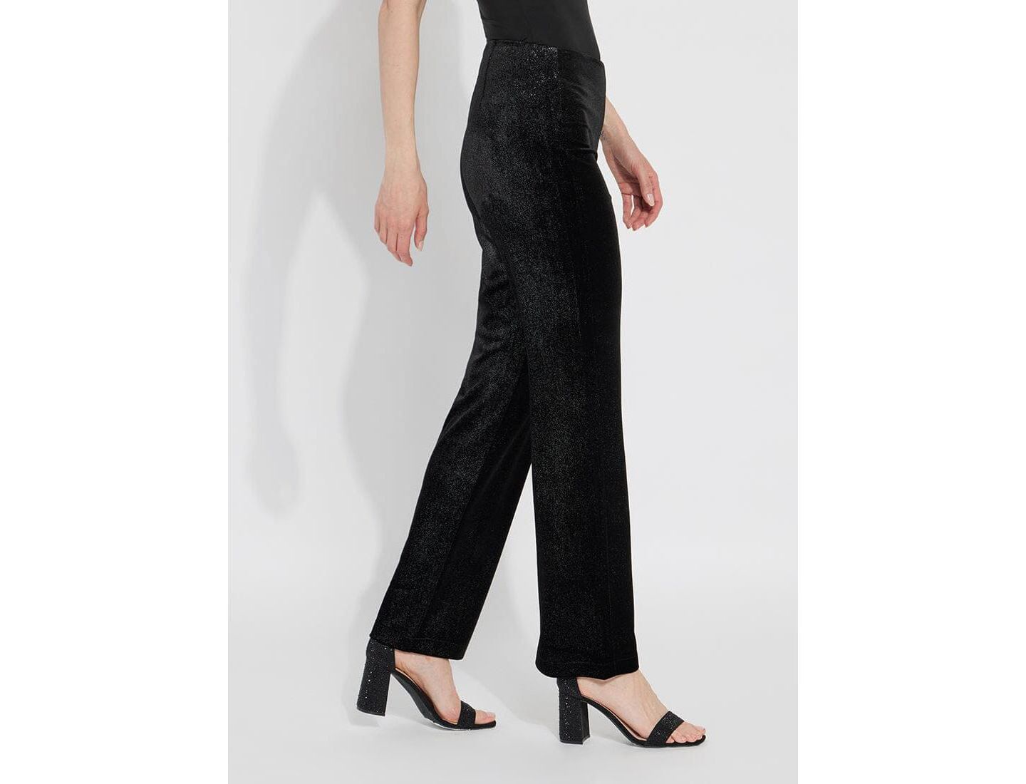 Женские брюки LYSSE Metallic Foil Stretch Velvet, цвет: Чёрный — фото 4