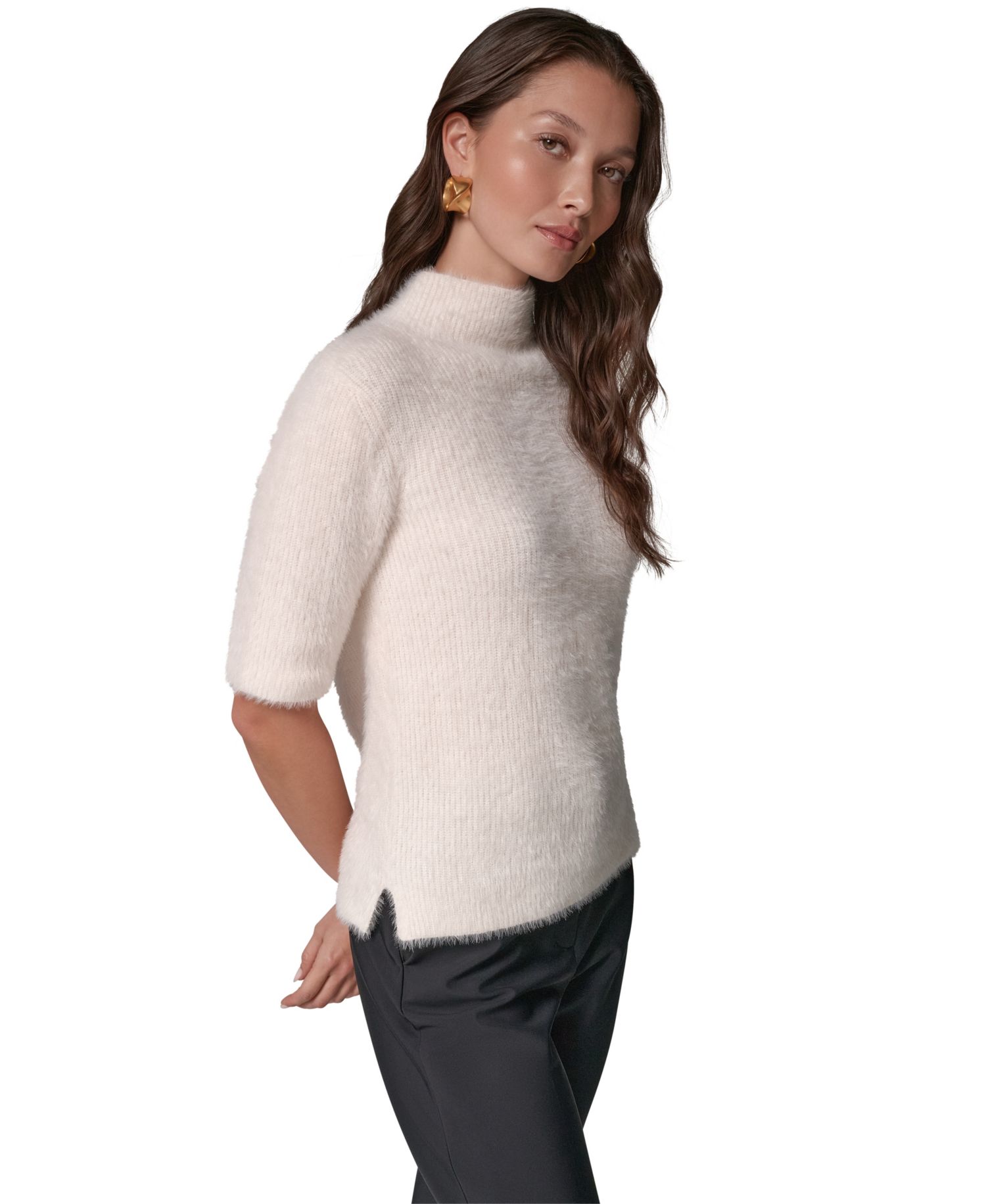 Women's Short-Sleeve Mock Neck Sweater