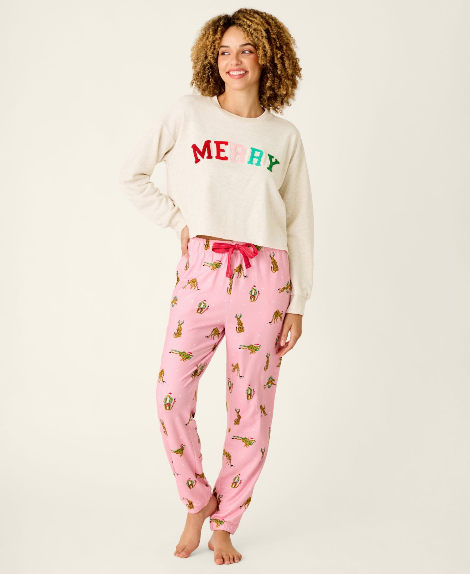 Women's Very Merry Cropped Long-Sleeve Sweatshirt