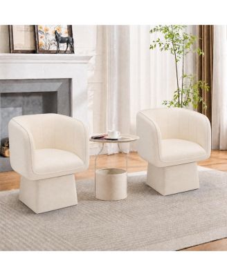 2 Set of Modern Soft Swivel Barrel 360 degrees Rotating Armchair with Curved Backrest and Soft Cushion Accent Chair