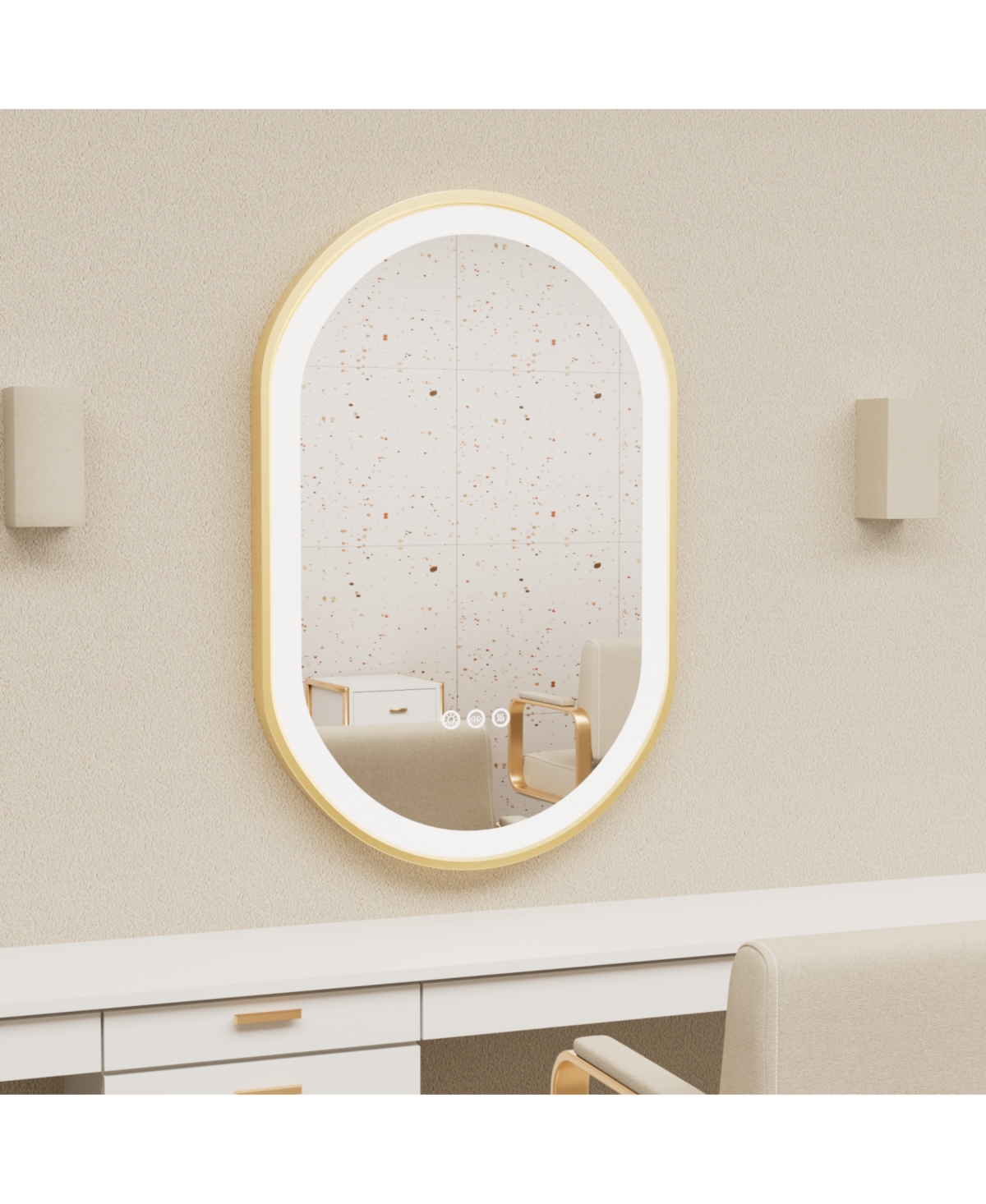 Luvodi 19.68"x31.49" Anti-Fog Lighted Oval Bathroom Mirror Frontlit Touch Dimmable for Wall Vanity