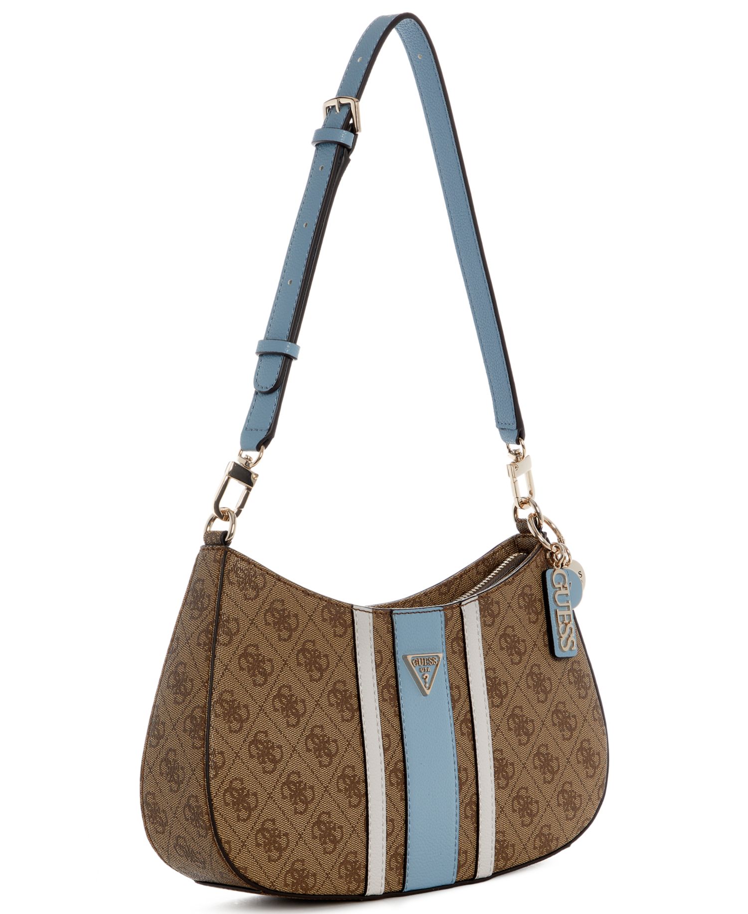 Noelle Small Logo Striped Shoulder Handbag
