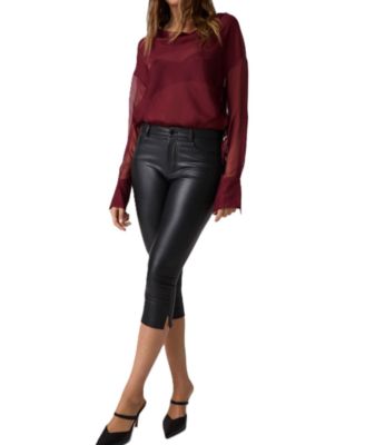 Women's Faux Leather Skinny Five-Pocket Capris