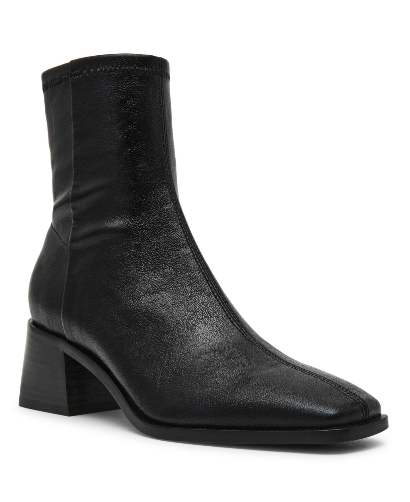 Женские носки Steve Madden Eralyn Block Heel Square Toe Sock Booties, цвет: Чёрный — фото 1