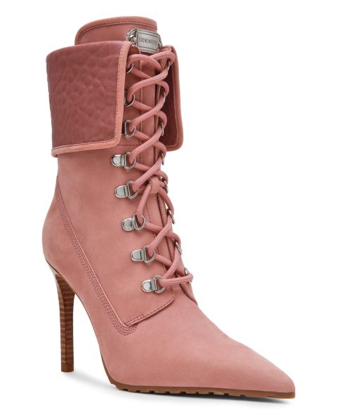 Женские ботинки Steve Madden Morals Lace-Up Stiletto Work Booties, цвет: Розовый нубуковый