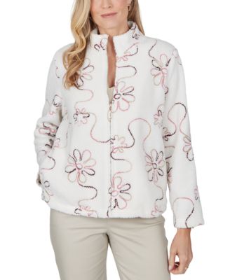 Petite Floral Fleece Jacket with Pockets