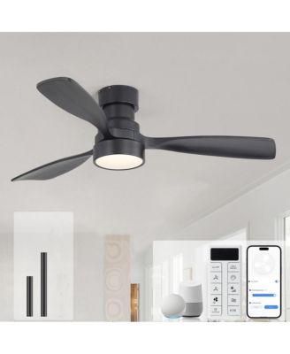 48-inch Indoor Modern 3-Solid Wood Ceiling Fan with Light Kit, Flush or Downrod, Tech Compatibility AMZ Alexa APP Remote Control