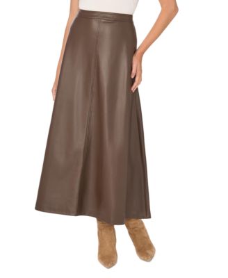 Women's Faux-Leather Seamed Maxi Skirt