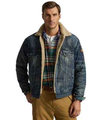 Men's Big & Tall Sherpa-Lined Long-Sleeve Denim Jacket
