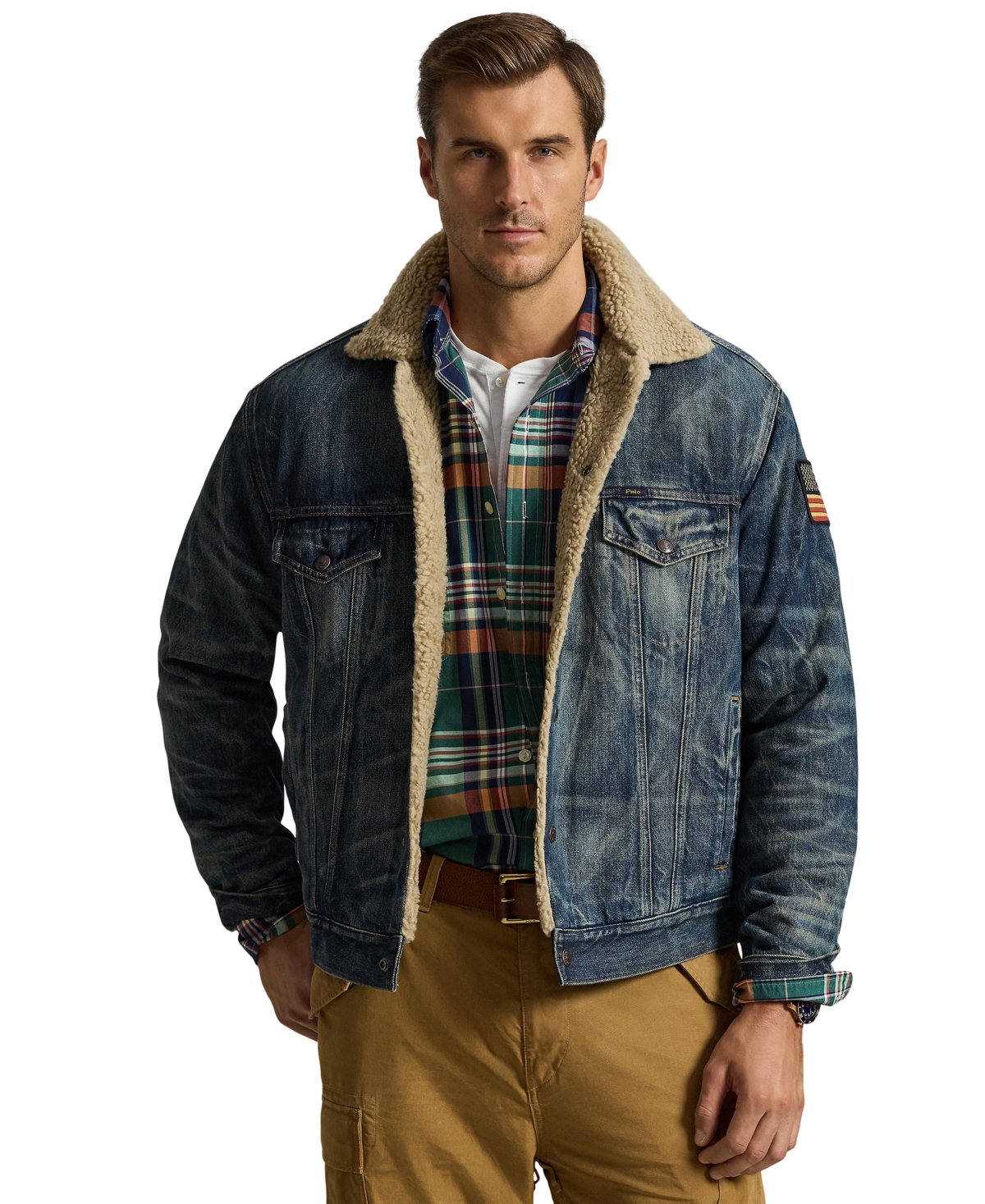 Polo Ralph Lauren Men's Big & Tall Sherpa-Lined Long-Sleeve Denim Jacket - Earlton