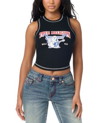 Women's Racer Graphic Cropped Tank Top