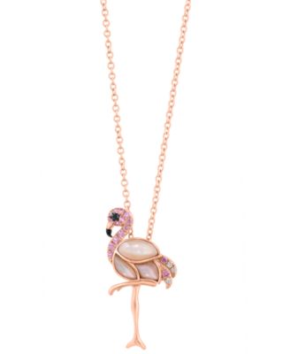 Imitation Pearl and Diamond Accent 18" Pendant Necklace (1/10 ct. t.w.) in 14k Rose Gold
