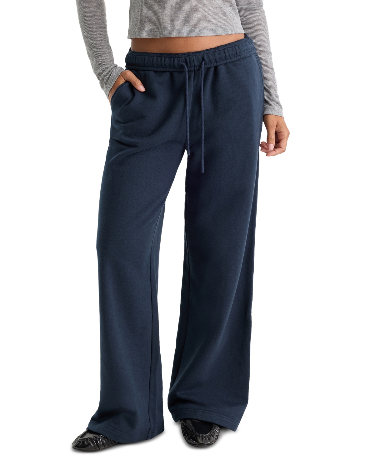 Good American Women's French Terry Wide-Leg High-Rise Sweatpants