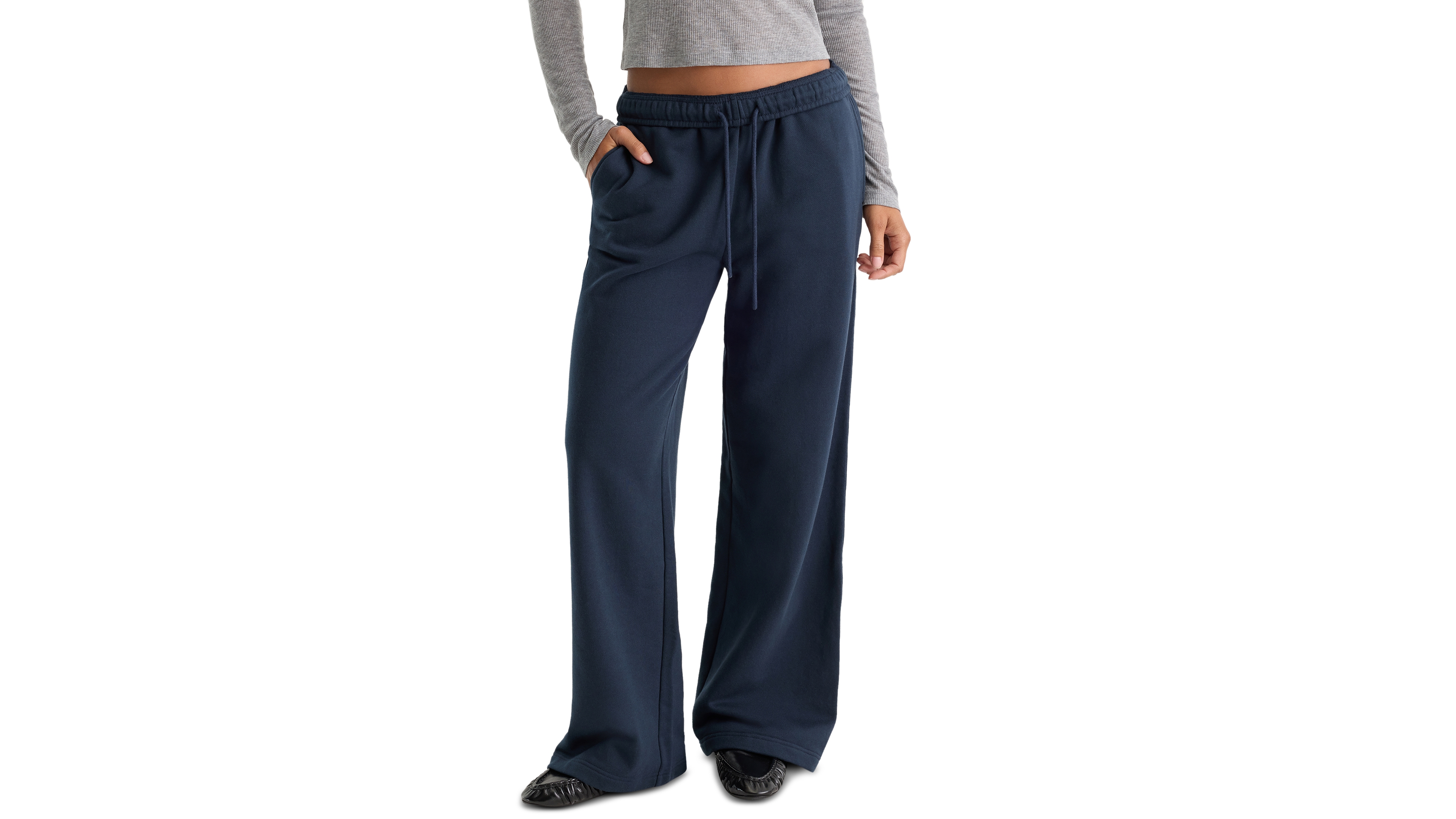 Good American Women's French Terry Wide-Leg High-Rise Sweatpants