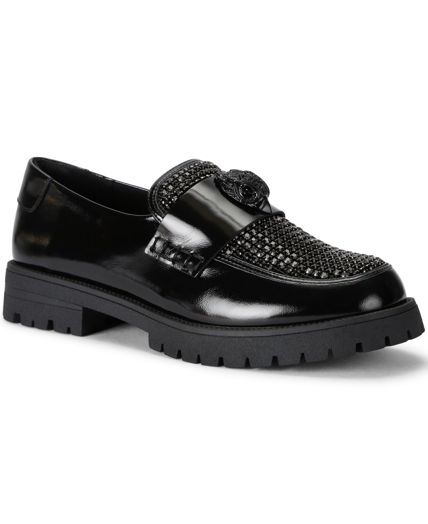 Женские лоферы Kurt Geiger London Eagle с кристаллами без застёжки, цвет: Чёрный — фото 1